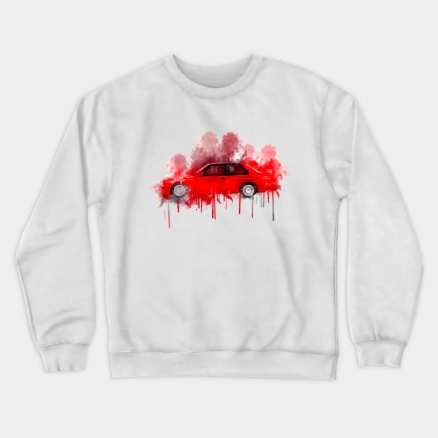 Red hearted BMW M3 Crewneck Sweatshirt by AaaahEeeekStudio